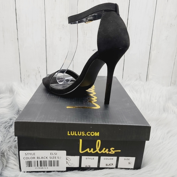 *NEW* Lulu's Black Vegan Suede Heels, single strap - Picture 6 of 12